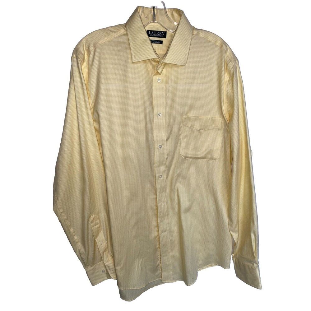 Lauren Ralph Lauren Men's Shirt‎ Size LARGE Yellow Regular Fit Stretch